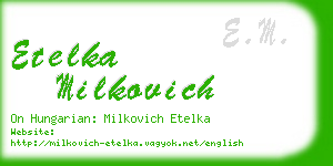 etelka milkovich business card